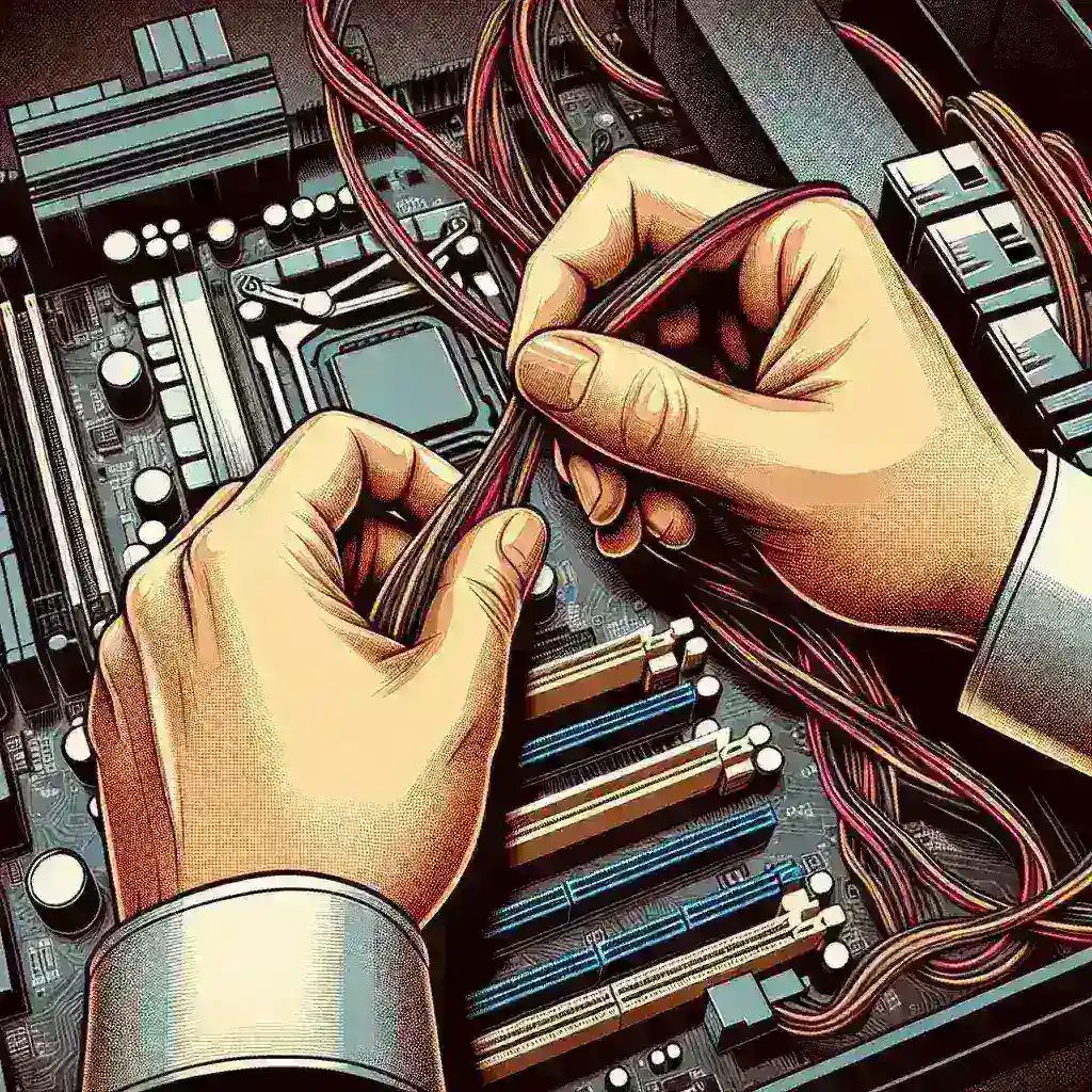 "Revisión de cables de alimentación PCIe en una computadora para prevenir problemas de instalación y optimizar el rendimiento del hardware."
