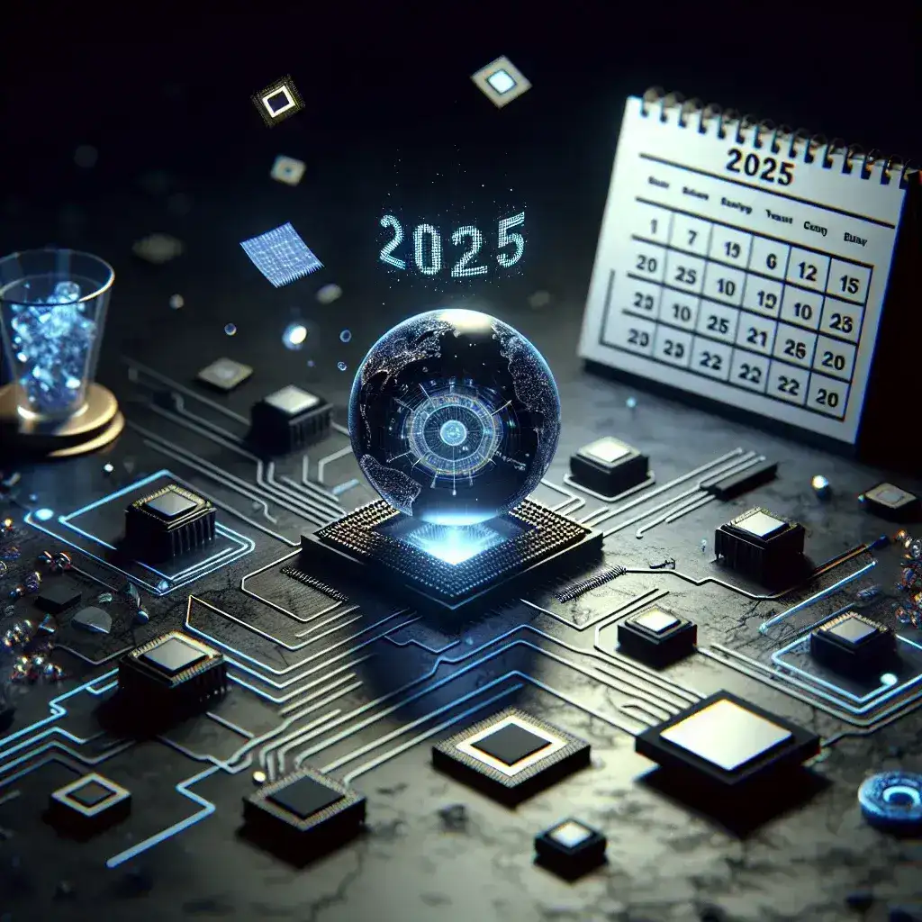 "Gráfico que ilustra la crisis de los semiconductores en 2025, mostrando la disminución de la producción y el aumento de la demanda, con implicaciones económicas y tecnológicas destacadas."