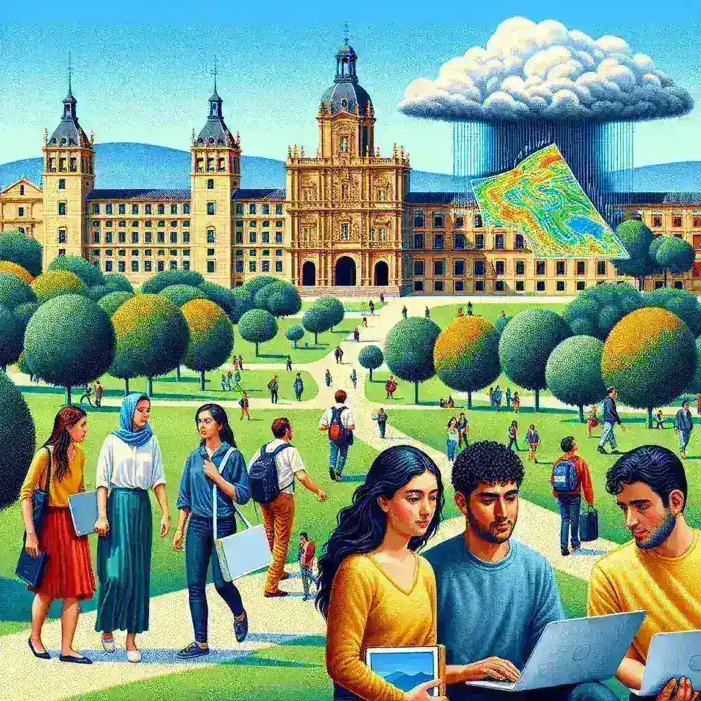 "Investigadores de la Universidad de Salamanca analizan datos para desarrollar algoritmos de predicción de inundaciones en un laboratorio moderno."